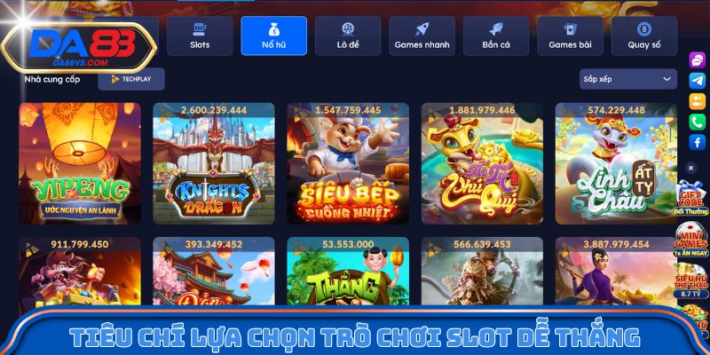 Tiêu chí lựa chọn trò chơi slot dễ thắng